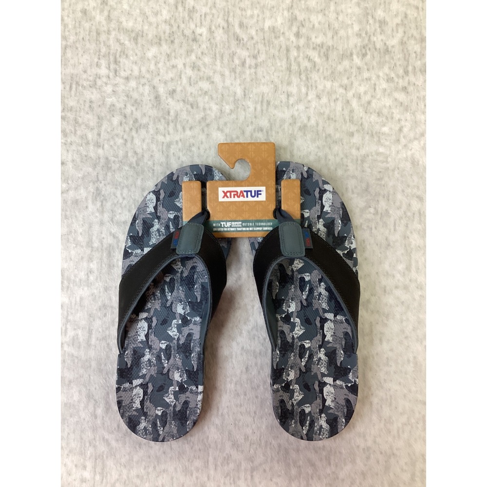 XTRATUF Mens Auna Sandal Blue Camo Slip Resistant Flip Flops XAUNM201 Size 8.